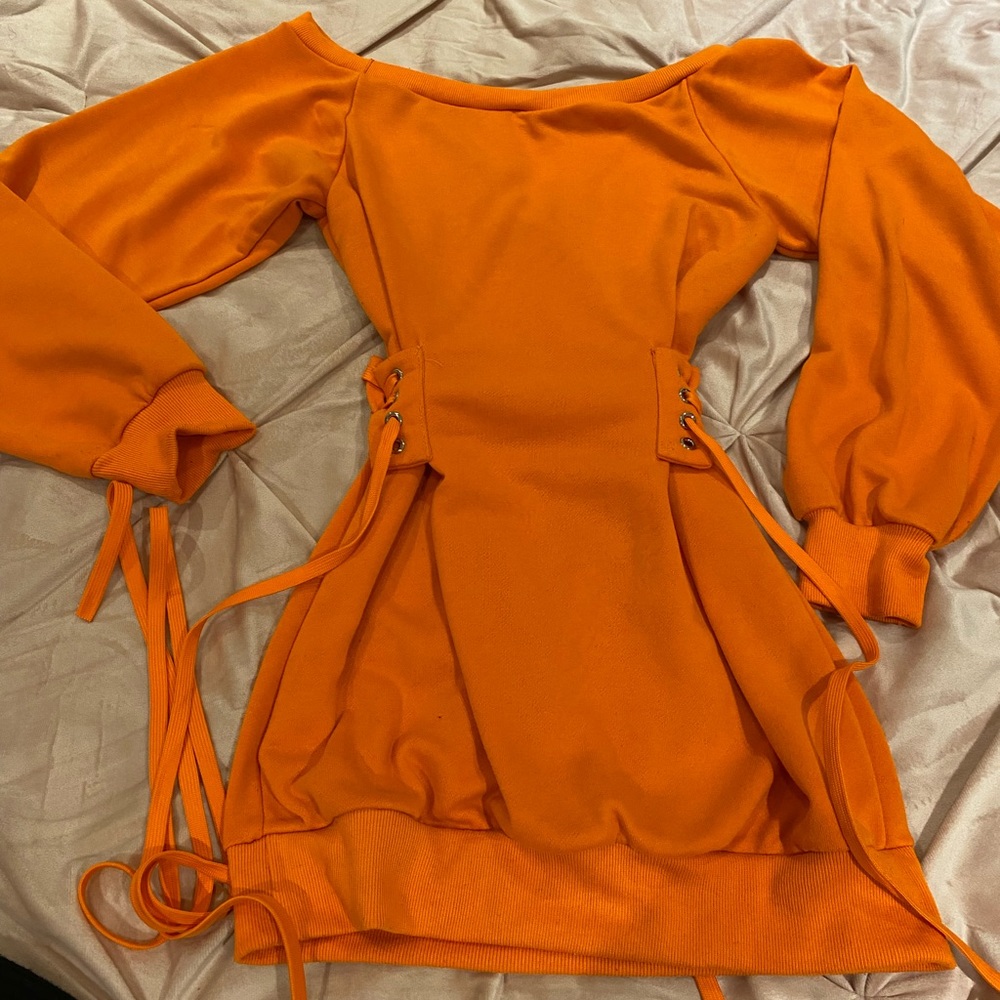 Slim Fitted Orange Dress With Corset